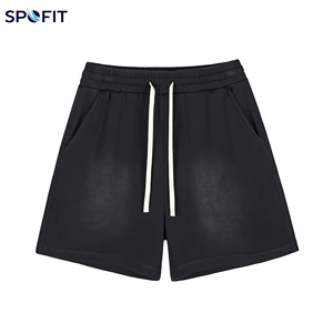 กางเกงขาสั้นซันเฟดรุ่นใหม่ ผ้าฝ้าย 100% เฟรนช์เทอร์รี่ ปรับแต่งได้ สไตล์วินเทจ ลุคซันเฟด ซักแบบวินเทจ ขายส่ง กางเกงขาสั้นผู้ชาย - Product Image 1