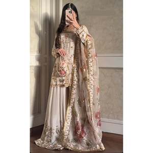 Conjunto de Diseñador Cinon: Top de Seda, Sarara y Dupatta para Fiesta, Estilo Elegante, Talla XL, Salwar Kameez - Product Image 4