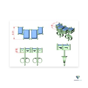 Pendientes de Diamantes Cultivados en Laboratorio con Corte Esmeralda de 1.47 CT en Oro Sólido de 14K, Pendientes de Diamantes de Cuatro Piedras Lineales Horizontales para Mujer - Product Image 4