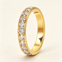 Bague en titane avec zircone ronde sertie en canal, alliance fine de 3 mm pour femme, bijoux de luxe en gros