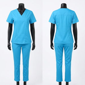 Customizable Women's Nursing Uniforms Hospital Medical Scrubs Chest Pocket Both Way Spandex Salon Uniforms Nurse <b>Set</b> Embroidery - Product Image 4