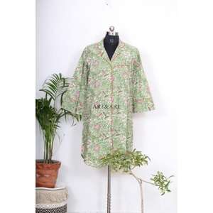 Robe midi d'été légère en coton pour femme, col en V, imprimé jungle, style hip-hop, boutonnée, décontractée, pour soirée, lavable - Product Image 4