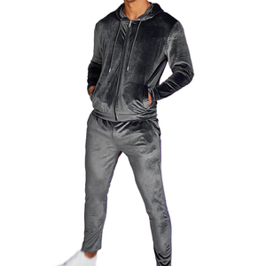 Men's 2 Piece <b>Tracksuits</b> <b>Velour</b> Sweatsuits Athletic Fit Velvet Outfit Jogging Full Zip Jacket Pants Set - Product Image 1