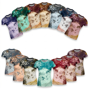 Camiseta de Yoga de Fieltro Personalizada de Alta Calidad, Elegante y Moderna, con Estampado Completo, Manga Corta, Transpirable, para Gimnasio y Fitness, Diseño con Cuello Redondo - Product Image 1
