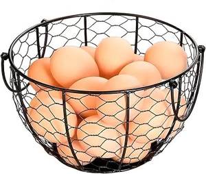 wholesale metal iron <b>egg</b> <b>basket</b> kitchen storage organizer metal wire <b>egg</b> storage <b>basket</b> for kitchen countertop wholesale heavy - Product Image 3