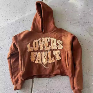 Sweat à capuche homme personnalisé avec logo, en coton mélangé épais, coupe décontractée, imprimé et vieilli, idéal pour l'hiver (ODM) - Product Image 6