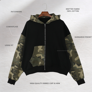Sweat à capuche personnalisable 100 % coton pur pour homme, imprimé dessin animé, patchwork, manches longues, molleton 420 g/m², impression numérique printemps - Product Image 2
