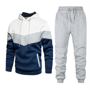 Autumn Patchwork Sport Hoodie and Trousers Sweatsuit Casual Trendy <b>Pullover</b> Hoodie Joggers Set Tracksuit for <b>Men</b> - Product Image 1