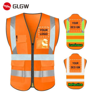 جواكيت عمل للسلامة على الطرق بلون وردي عاكس وجيوب متعددة متعددة مع شعار مجاني ، سترة ملونة بسحاب للتخزين من النوع الخامس - Product Image 4