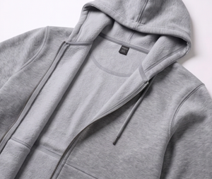 Men's Gray <b>Full</b> <b>Zip</b> <b>Hoodie</b> Cotton French Terry Casual Hooded Sweatshirt Regular Fit Long Sleeve Autumn Wear - Product Image 4
