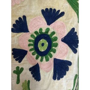 Hand Embroidered Velvet Knitted Cotton <b>Jacket</b> <b>Women</b> Mandarin Collar Full Sleeve Floral Pattern Open Front Prairie Winter/<b>Spring</b> - Product Image 4