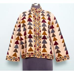 Handmade Embossed Embroidery Vintage Cotrise <b>Jacket</b> Eco-Friendly Breathable Quick Dry Cotton Lined <b>Mandarin</b> <b>Collar</b> - Product Image 1