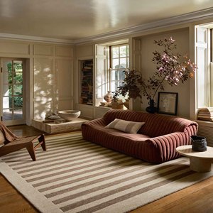 Modern Beige Brown Stripe Wool Rug Hand Tufted Neutral Area Carpet Minimalist Living Room Bedroom Custom Size Luxury Decor Rug - Product Image 3