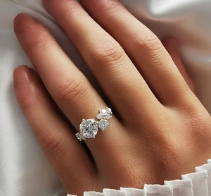 Precioso Anillo de Compromiso de Oro Sólido de 14K con Diamantes Creados en Laboratorio para Mujer, Joyería Nupcial Única, Regalo de Joyería Fina - Product Image 2