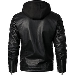 Men's Soft <b>Leather</b> Winter Motorcycle <b>Jacket</b> with <b>Long</b> Sleeves and Zipper Closure Breathable OEM Service - Product Image 6