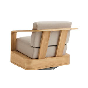 Sillón Giratorio Premium para Exteriores, Madera de Teca Sólida, Cojines Tapizados, Base Giratoria, Diseño Ergonómico, Muebles de Lujo para Hotel - Product Image 4