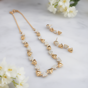Triangle Pendant American Diamond Fashion Necklace Set - Product Image 2