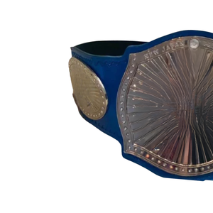 Ceinture de champion bleue personnalisable, ceinture de lutte en cuir de qualité supérieure avec plaques argentées, objet de collection de haute qualité - Product Image 4