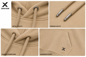 X Sports City – Nouveaux sweats à capuche ajustables 100 % coton pour hommes, personnalisables, avec œillets métalliques, poche kangourou, revers et ourlet côtelés - Product Image 5