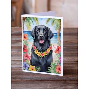 Whimsical A7 Tamaño 5x7 Flat-Coated Retriever Luau Tarjetas de notas en blanco Paquete de 8 con sobres para saludos - Product Image 2
