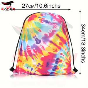 High Quality Custom Logo Print Lightweight 16 Pcs Vibrant Tie-Dye Drawstring Bags Colorful Polyester Party Favor <b>Backpacks</b> - Product Image 5