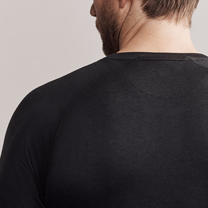 T-shirt à manches longues pour homme, gris, col rond, coupe classique, couleur unie, décontracté, tricoté en coton respirant - Product Image 6