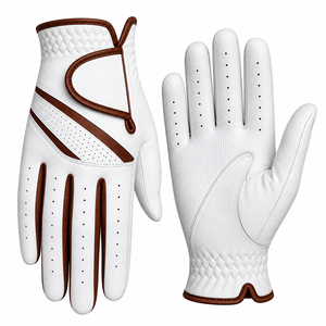 Guantes de golf unisex, blancos, de cuero genuino, transpirables, antideslizantes, con correa ajustable para la muñeca y cierre de gancho y bucle - Product Image 4