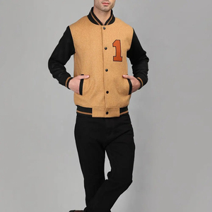 Most Popular Quality Custom Men's Fleece Varsity Baseball <b>Jacket</b> Stand Collar Windproof & Breathable Pakistan Made - Product Image 1