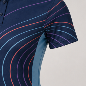 Polo de Mujer Personalizado en Azul Oscuro y Coral Aqua, con Arco Concéntrico, de Secado Rápido, Transpirable, Manga Corta, Uniforme de Golf de Alto Rendimiento WPS-0889 - Product Image 6