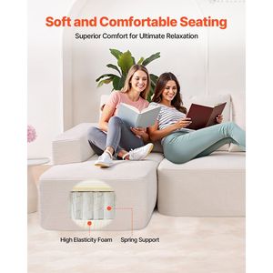 Modulare a forma di U Beige soggiorno divano ad alto rimbalzo spugna cuscino nuvola divano per appartamento divano componibile - Product Image 2