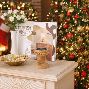 Nouvelles décorations de table au design rustique, bougeoirs en bois d'antiques rustiques, base en bois de sapin naturel, porte-bougie - Product Image 4