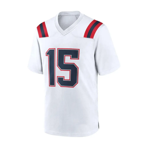 เสื้อฟุตบอลอเมริกันสีขาว คอวี แขนสั้น เบอร์ 15 ชุดฝึกซ้อมแบบซับลิเมชั่น - Product Image 1
