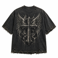 T-shirt pour homme noir délavé coupe classique col en V manches courtes 100% coton anti-rétrécissement séchage rapide respirant streetwear TRACK