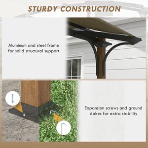 Pergola da Esterno 3,6x3m con Struttura in Alluminio e Acciaio, Bancone Bar e Tenda Parasole per Giardino - Product Image 6