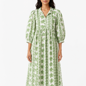 Beautiful floral Cotton Block Printed dress Dress For Casual wear Hand Block Printed Dress - Product Image 1
