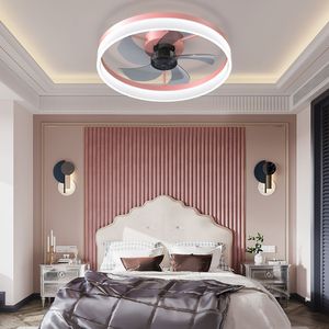 Ventilatori da Soffitto LED Moderni con Luci Dimmerabili e Installazione Sottile a Incasso, Colore Rosa - Product Image 1