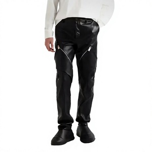 ELYSIAN INDUSTRIES <b>Men</b> <b>Leather</b> <b>Pants</b> Casual Straight Fit Mid Waist High-quality Daily Wear Classic Winter Zipper Fly Midweight - Product Image 5