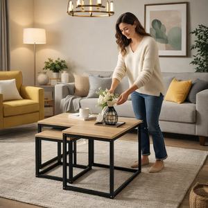 Table basse en bois contemporaine pour salon, petit espace, design minimaliste, table de canapé pour bureau à domicile, mobilier moderne élégant - Product Image 3
