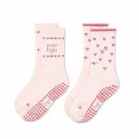 Chaussettes antidérapantes en coton tricoté à motif cœur, personnalisables avec logo, pour femmes, commandes en gros, idéales pour le Pilates et le Yoga, fourniture ODM