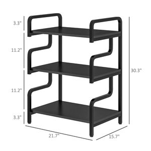 Armadietto Portadocumenti in Metallo a 3 Ripiani, Autoportante, Nero - Product Image 2