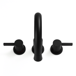 Rubinetto da Bagno Nero Opaco da 8 Pollici con 2 Maniglie e 3 Fori, con Doccetta Estraibile a 360 Gradi e Scarico a Scomparsa - Product Image 4