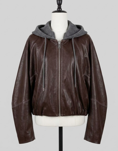 Men's <b>Winter</b> Safari <b>Jacket</b> OEM Service Coated Genuine <b>Leather</b> Stand Collar Waterproof Plain Dyed Denim Standard Pattern - Product Image 6