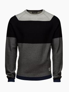 <b>Men</b> Color Block Crew Neck Fleece Sweatshirt Knitted Pullover <b>Long</b> <b>Sleeve</b> Winter Casual Tracksuit <b>Top</b> - Product Image 3
