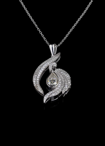 Ensemble collier pendentif cygne avec diamant de laboratoire taille poire, plaqué or 22 carats, ruban torsadé, inspiré du cœur, luxe, pour fiançailles et anniversaire - Product Image 4