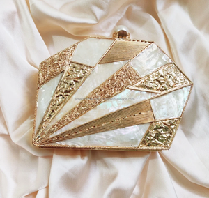 Embrague de concha de mar Original 100% de alta calidad con bolso de mano de latón y nácar, monedero de mano de noche de ARTESANÍA DE LUJO - Product Image 5