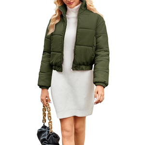 Women's New Style <b>Cropped</b> <b>Puffer</b> Coat, Loose Warm Fashion <b>Jacket</b> for Sleek breathable Elegance <b>Cropped</b> <b>Puffer</b> <b>Jacket</b> for Women - Product Image 2