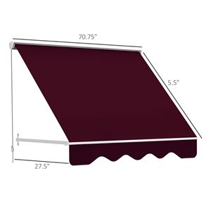 Toldo Retráctil Manual de 6 Pies con Diseño de Brazo Abatible, Extensible, de Aluminio, Color Rojo Vino, para Patios y Terrazas - Product Image 3