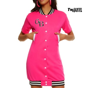 Wholesale OEM services Baseball Jersey Dress with <b>White</b> Contrasting <b>Taping</b> Womens Baseball Jersey Fitness Dress in all colors - Product Image 5