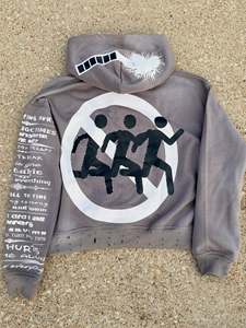 Sudadera con capucha gráfica para hombre, de felpa francesa, 600 g/m², con hombros caídos, 100% algodón, con pedrería y lavado ácido, estilo oversize, personalizada al por mayor - Product Image 3