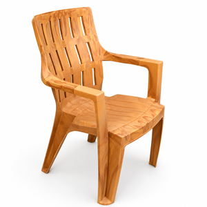 Modern Injection Moulded <b>Plastic</b> Lightweight Dining Chair Slatted Back Armchair Acrylic Lined Foam Filled Non-Foldable <b>Patio</b> - Product Image 1